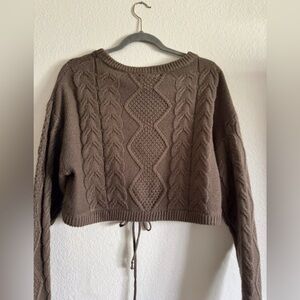 Vigoss brown cable knit cropped pullover sweater women’s size L new tags